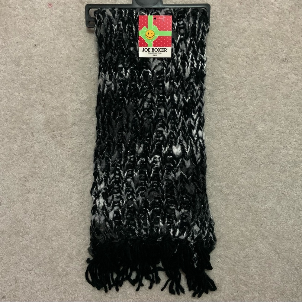 Black Shimmer Crochet Scarf